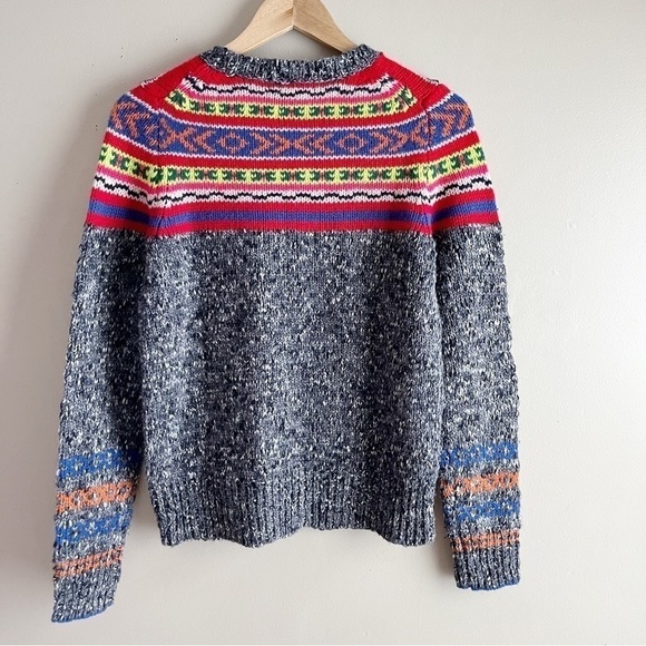 J.Crew Fair Isle Wool Blend Marled Crewneck Sweater in Grey & Multicolor Pop, Sm - Picture 9 of 9